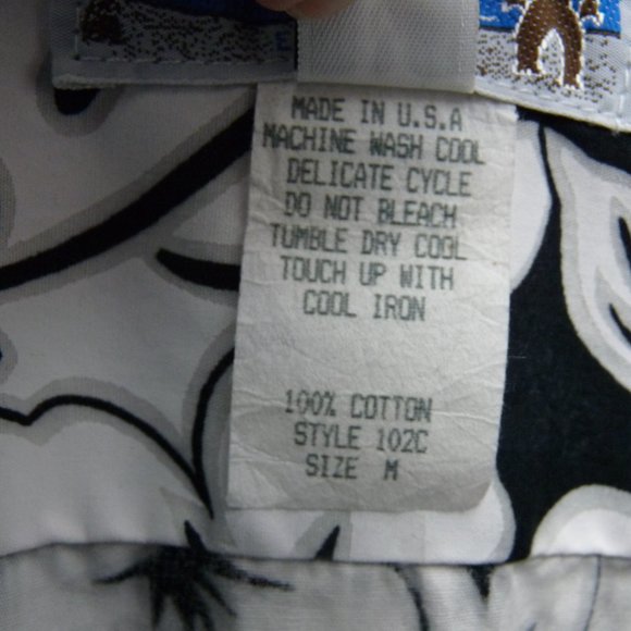 Vintage Styled by RJC Hawaiian Shirt Mens Size M Button Down Black & White - Picture 5 of 13